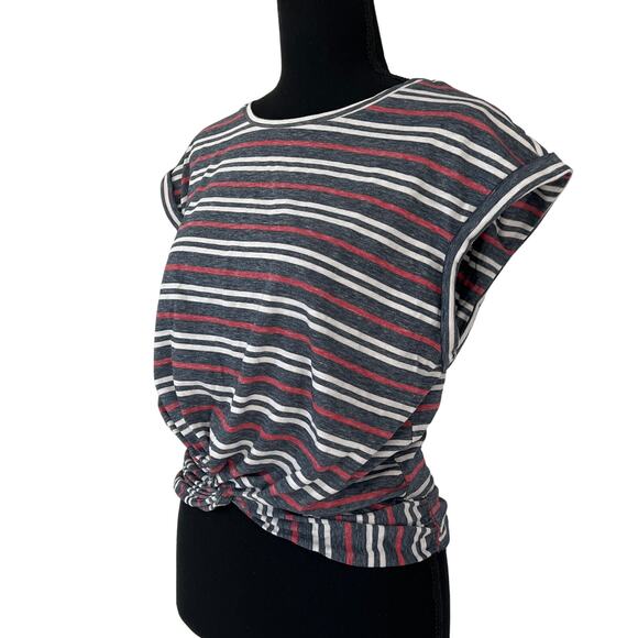 Lucky Brand Red White Blue Cap Sleeve Shirt Top Size Small - Picture 1 of 12